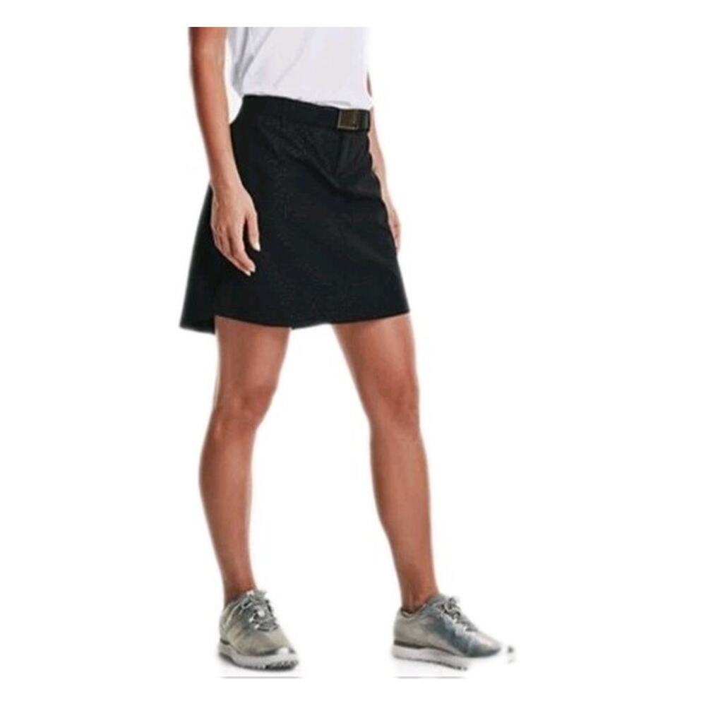 Under Armour Links Woven Printed Golf Skort Womens 8 Black Pebble Animal Print